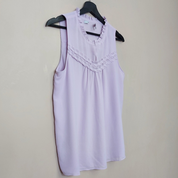 Naked Zebra light purple sleeveless blouse with ruffle detail at neckline - Picture 2 of 8